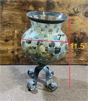 Metal Pedestal Base Decorative Glass Bowl
