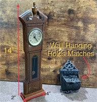 Antique Cast Match Holder / Clock Decor