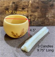 Unique Wax Bowl Candle Holder / Tapered Candles