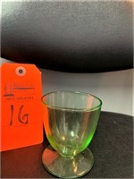 Green Depression Glass footed cup