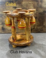 Cuban Handcrafted Wood Rum Set