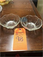 2 depression glass crystal sherbet bowls