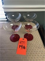 2 Red Crystal Glasses