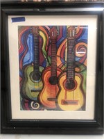 Guitar wall art in black frame