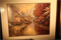 THOMAS KINKADE QUIET EVENING LITHO 28"X31"