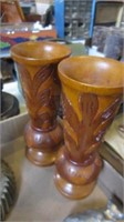 PAIR OF WOODEN VASES