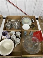 4 Boxes of Glassware, Sterling Silver Dishes,