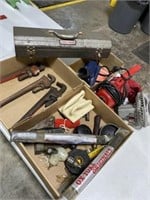 3 Pipe Wrenches, Box of Misc Tools, Drill Doctor