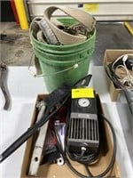 Box of Misc Strapping, Air Compressor, Hitch