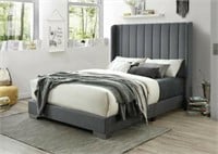 Channel Queen Tufted Linen Blend Bed