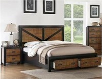 Two Toned Rustic Storage KING Bed