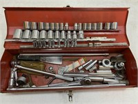 Metal Toolbox with Assorted Socket Sets