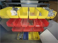 Akro Bin Rack with Bins and Contents