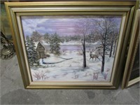 LARGE SNOW PAINTING SIGNED
