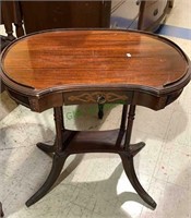Antique small side writing table, kidney shape,