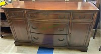 Antique mahogany bowfront buffet or dresser, five