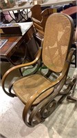 Rattan woven seat and back rocking chair, bent