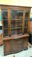 Antique mahogany china cabinet, all one piece,