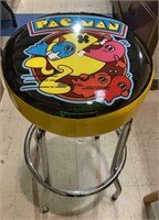 Pac-Man arcade vinyl top work stool with chrome