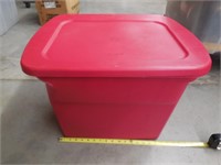 Red Storage Tote 18 Gal * Corner Smashed