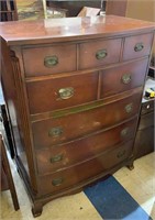 Vintage Drexel mahogany dresser, five drawer tall