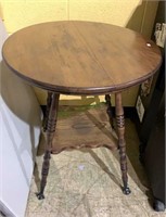 Antique round side table, with metal claw and