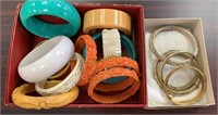 Collection of vintage bracelets, carved plastic,