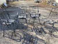 Set of Four Tall Metal Swivel Patio Chairs