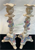 Antique German porcelain candlesticks, with