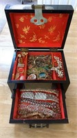 Chinese jewelry box with the contents of costume