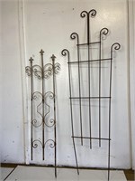 Pair of Wrought Iron Garden Trellis Stands