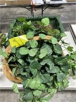 Wicker Basket with Artifical Plants
