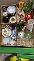 4 Boxes of Glassware - Tea Pots, Lamps, Etc