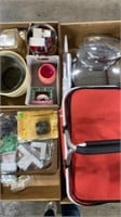 4 Boxes of Misc Items, Picnic Cooler Bag,