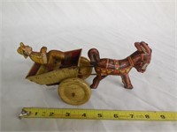 Vintage Metal Toy, Mule Pulling Cart/Wagon