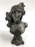 Antique Alfred Foretay  Attributed Metal Bust