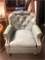 Teal/Blue Leather armchair