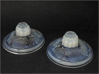 Antique Signed Verlys Glass Candle Holders