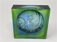 Vintage Titott Emerald Art Glass Paperweight