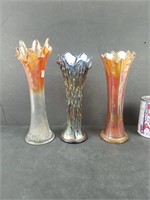 3 vases à fleur en verre carnaval
