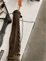 Handmade leather quiver, arrow