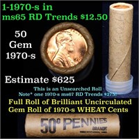 Uncirculated Shotgun Lincoln 1c roll, 1970-s 50 pc