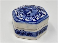 Delft Blue Hand Painted Trinket Box