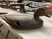 Vintage duck decoy-brown with blue feathers