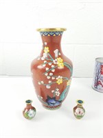 Vases métal & émail  cloisonné dont 2 miniatures