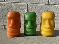 3 Easter Island Moai Candles 5.25"
