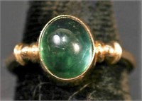 14KT YELLOW GOLD EMERALD CABOCHON RING