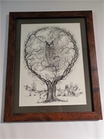 "Owl in Tree"- Hand drawn picture