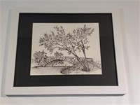 "Tree with Bridge" hand drawn picture