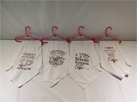 (4) Machine embroidered tea towels